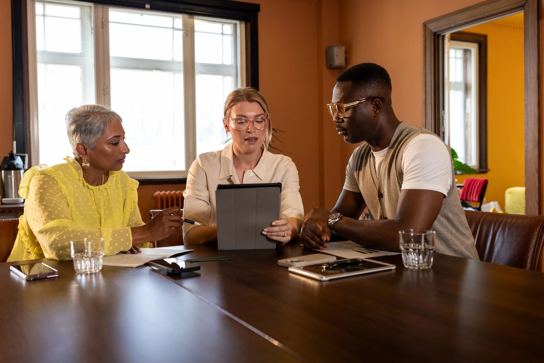 Family law professionals meeting with care and focus